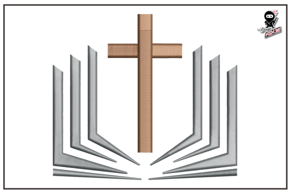 Bible and Christian Cross Embroidery Design