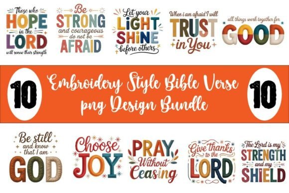 Christian Embroidery PNG Design Bundle