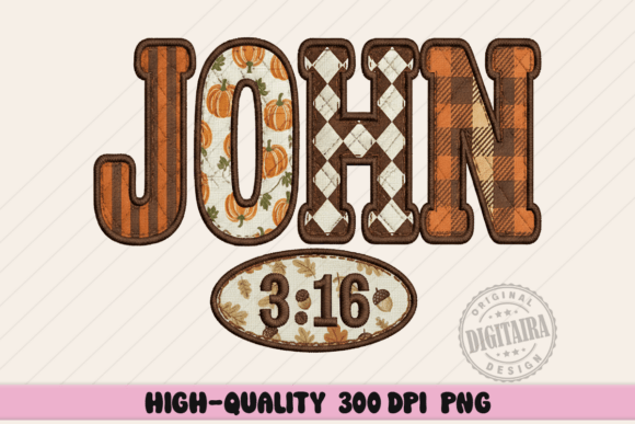 Christian John 3:16 Faux Embroidery PNG
