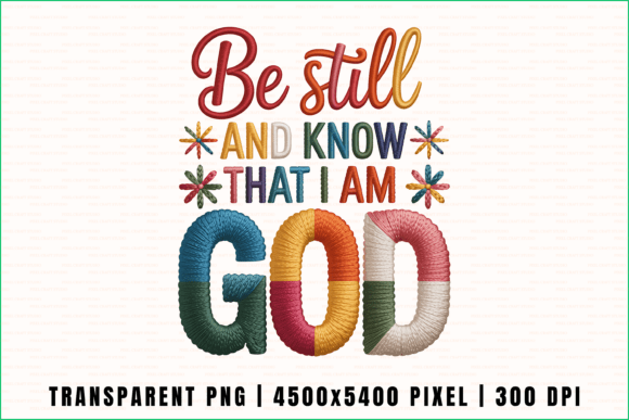 Christian Trust God Embroidery Style PNG