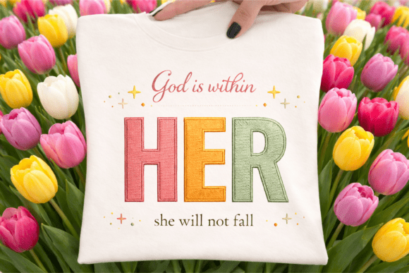 Christian Woman Faith Embroidery PNG