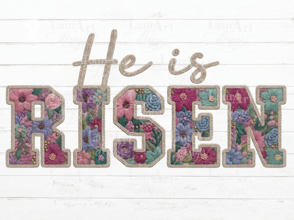 He is RISEN Faux Embroidery Easter Jesus